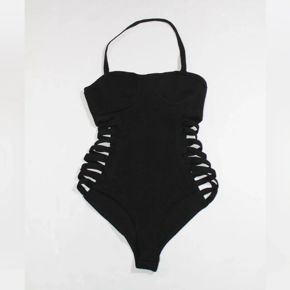 Fashion Nova Black Cutout One-Piece